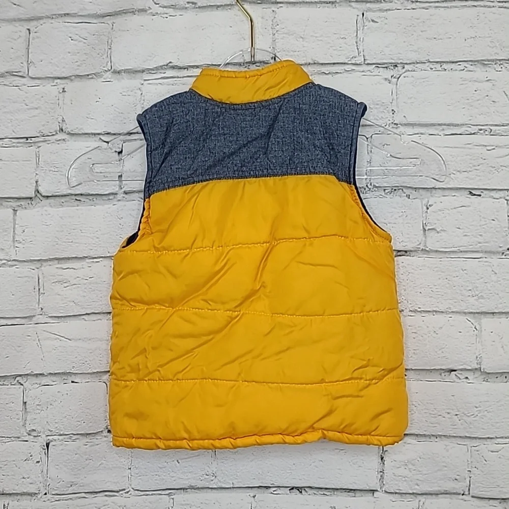 Junior Varsity Athletics Boy’s Yellow Quilted Puffer Jacket/Vest in Yellow/Blue